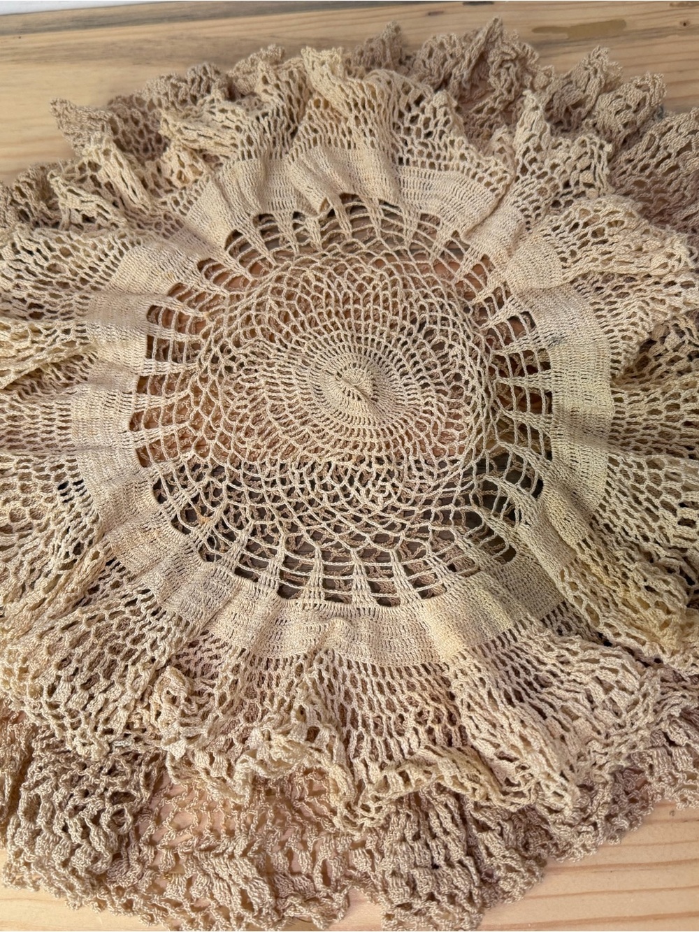 Handmade Crochet Round Doily in Light Tan